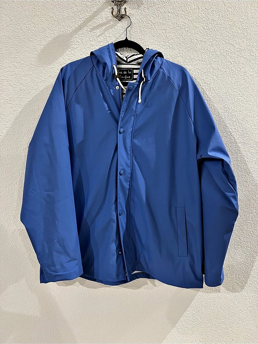 Rue de la Marinière Blue French Maritime  Hooded raincoat waterproof Jacket Like
